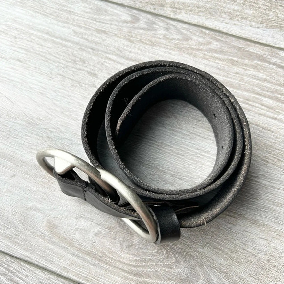 Urban Outfitters Black Leather Double Ring Buckle Belt - Picture 3 of 11